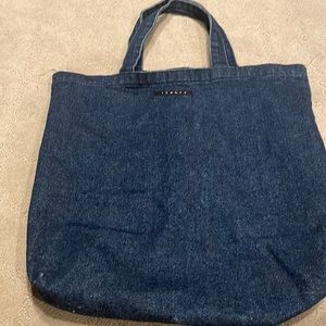 Theory blue denim tote bag